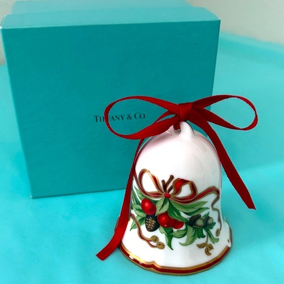 🩵VINTAGE Tiffany & Co. Porcelain Christmas Bell with Silver Ball - Sound on 🔔❣️ - Picture 1 of 14